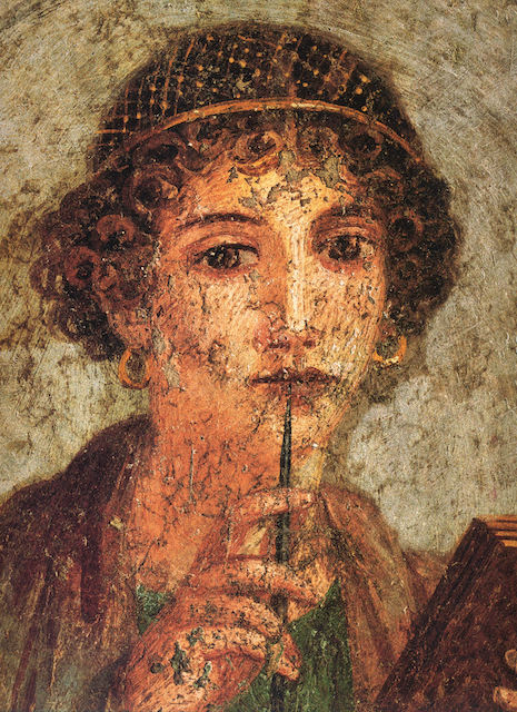 Sappho, Musée National Archéologique de Naples, fresque provenant du site de Pompéi, Région VI, Insula Occidentalis
