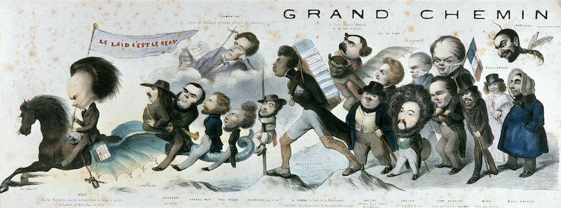 "Le grand chemin de la postérité" (planche 1). Lithographie de Benjamin Roubaud (1811-1847). Paris, maison de Balzac.